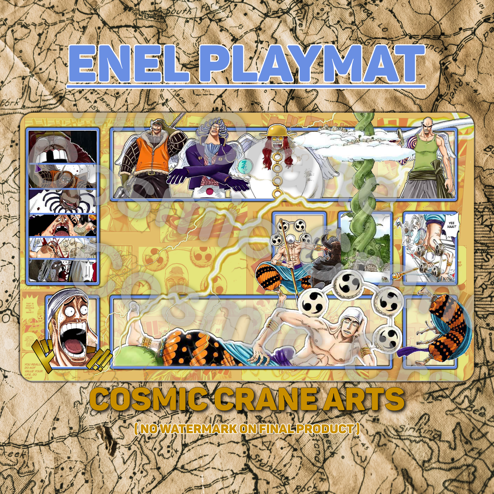 NEW Enel One Piece Playmat With Zones OPCG TCG Card Game Play Mat